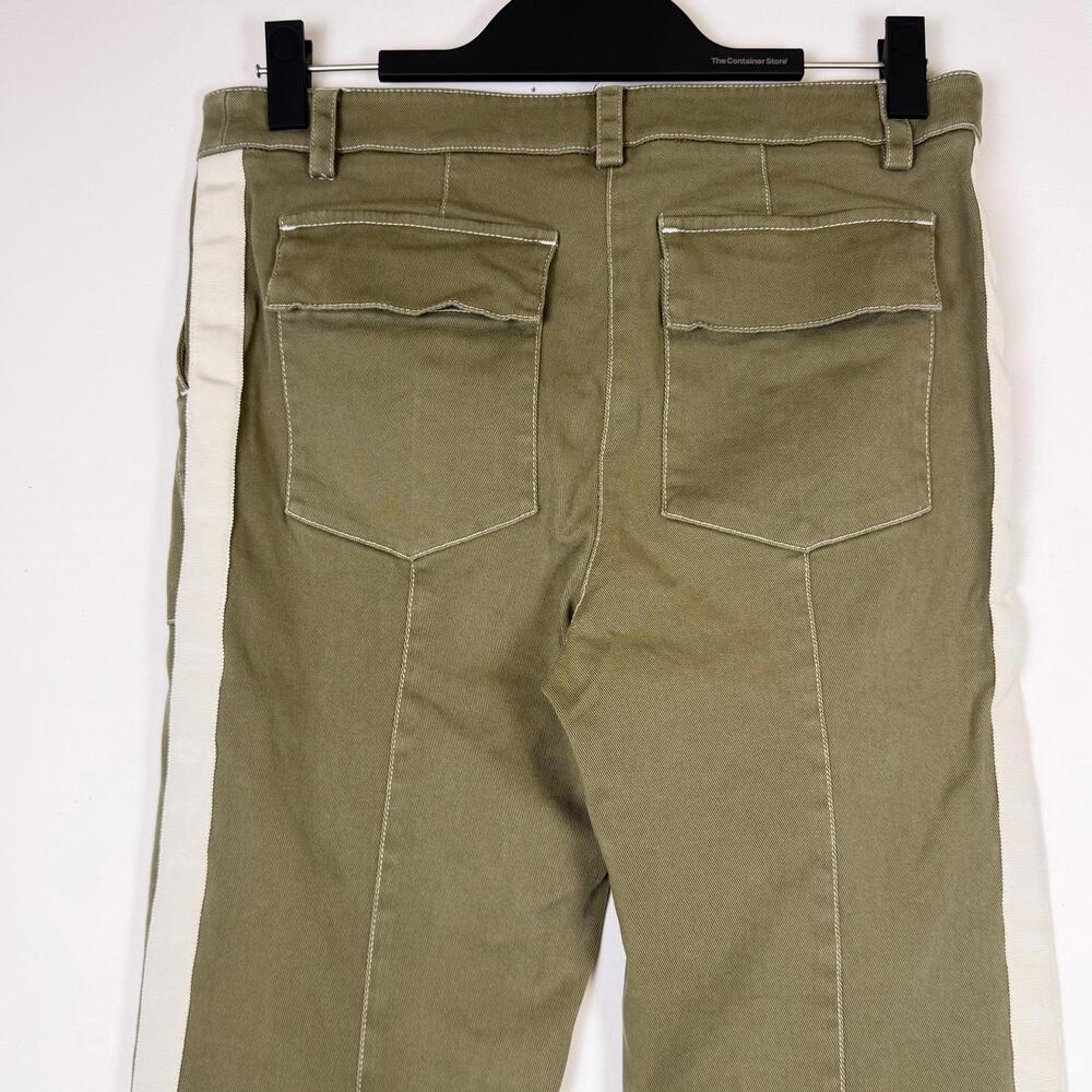 TWP Isa Dark Olive Side Stripe Cargo Pants Military Green Wide Leg Trousers Sz 6 - Picture 4 of 7